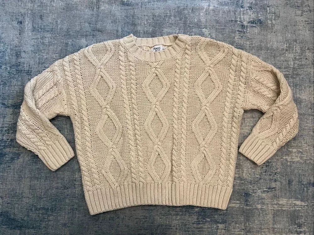Princess Polly Anaya Beige Oversized Cable Knit Sweater Women's XS / S